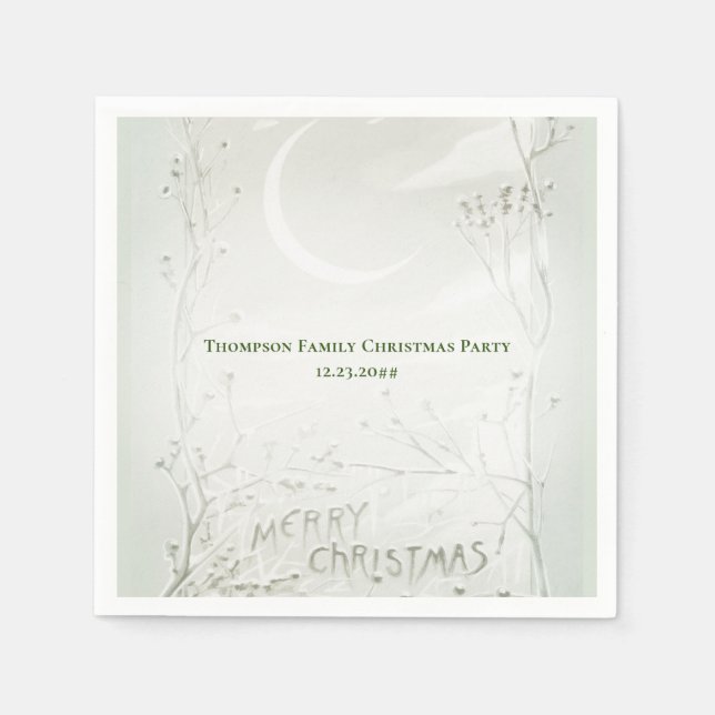 Crescent Moon Frozen Wilde Blume Weihnachts-Abende Serviette (Vorderseite)
