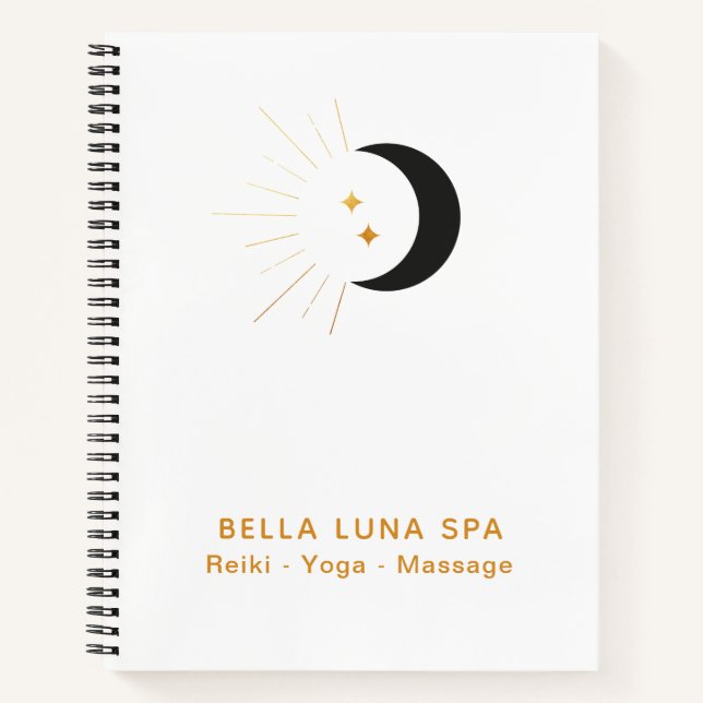 *~* Crescent Moon Gold Moon Beams Twinkle Stars Notizbuch (Vorderseite)
