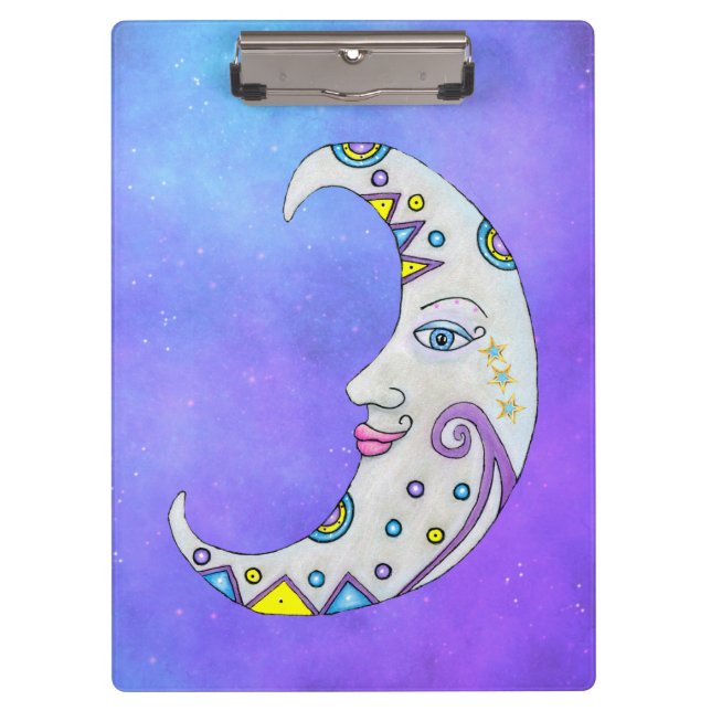 Crescent Moon Hübsche Gesichtshälfte Farbige Marki Klemmbrett (Vorderseite)