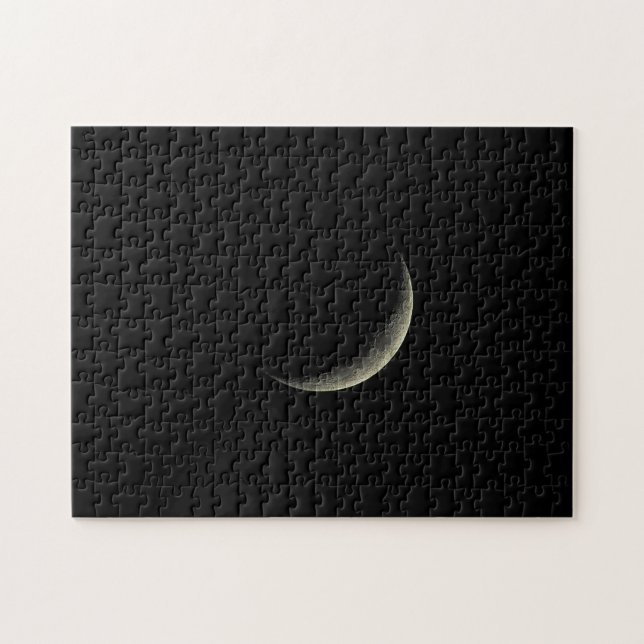 Crescent Moon im Black Sky Jigsaw Puzzle (Horizontal)