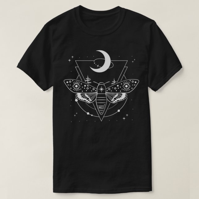 Crescent Moon Insect Moth Witchcraft T-Shirt (Design vorne)