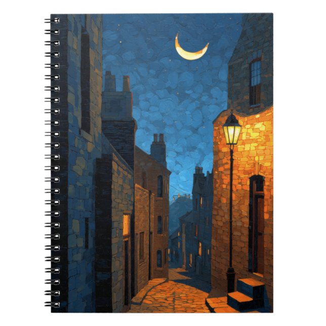 Crescent Moon Lantern Street Notebook Notizblock (Vorderseite)