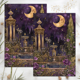CRESCENT MOON LILA GARDEN DECOUPAGE TISSUPAPIER SEIDENPAPIER