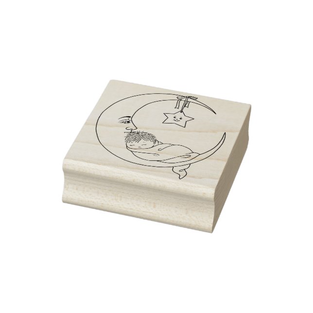Crescent Moon mit Baby Gummistempel (Stempel)