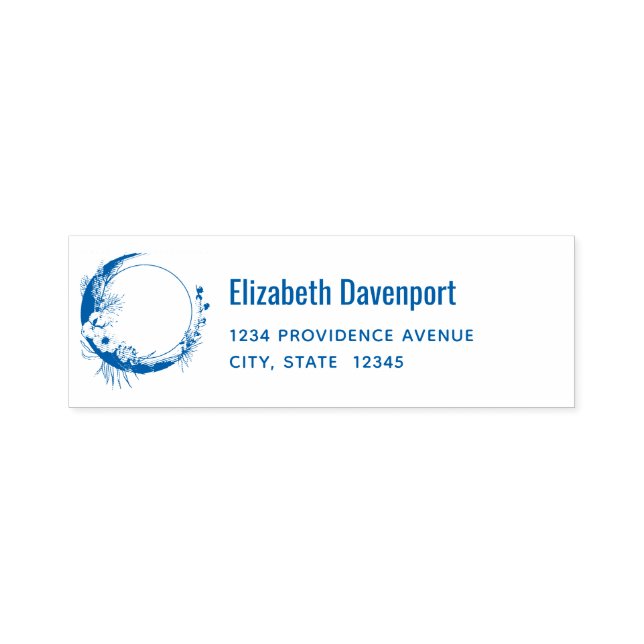 Crescent Moon mit der Adresse der weißen Blume Permastempel (Design)