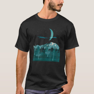 Crescent Moon Mountain Wiker Forest Trees Nature H T-Shirt
