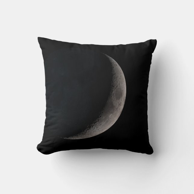 Crescent moon NASA photo noir blanc lance oreiller (Recto)