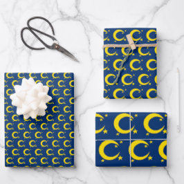 Crescent Moon Night Sky Stars Abend Astronomie Geschenkpapier Set