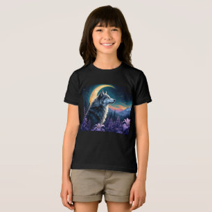 Crescent Moon night sky Wolf Tri-Blend Shirt