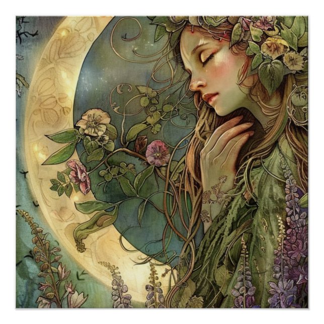 Crescent Moon Ostara Glossy Poster (Vorderseite)