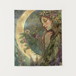 Crescent Moon Ostara Wandteppich