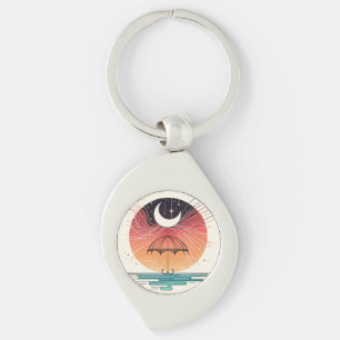 Crescent Moon Rain Boho Line Art Charm Schlüsselanhänger
