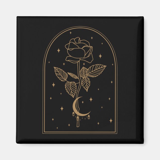 Crescent Moon Rose Occult Witchcraft Magnet (Vorne)