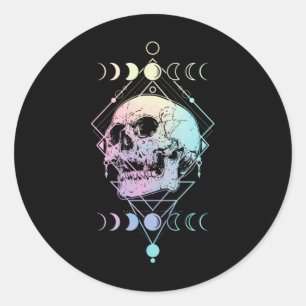 Crescent Moon Skull Occult Hexerei Pastel Goth Runder Aufkleber