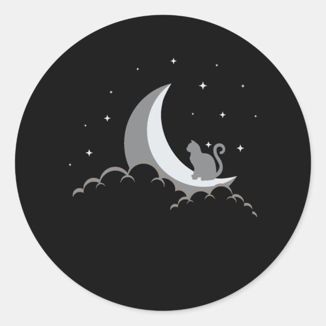 Crescent Moon Spiritual Cat Gothic Pastel Wicca Runder Aufkleber (Vorderseite)