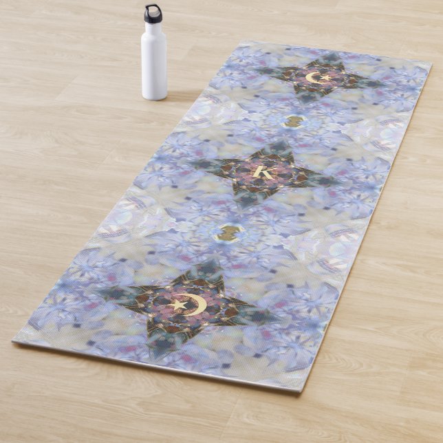 Crescent Moon Star, Lila Vibrationen der Blüte Yogamatte (Beispiel)