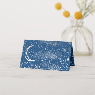 Crescent Moon Starry Night Celestial Wedding Platzkarte