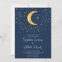 Crescent Moon Starry Night Navy Blue Wedding