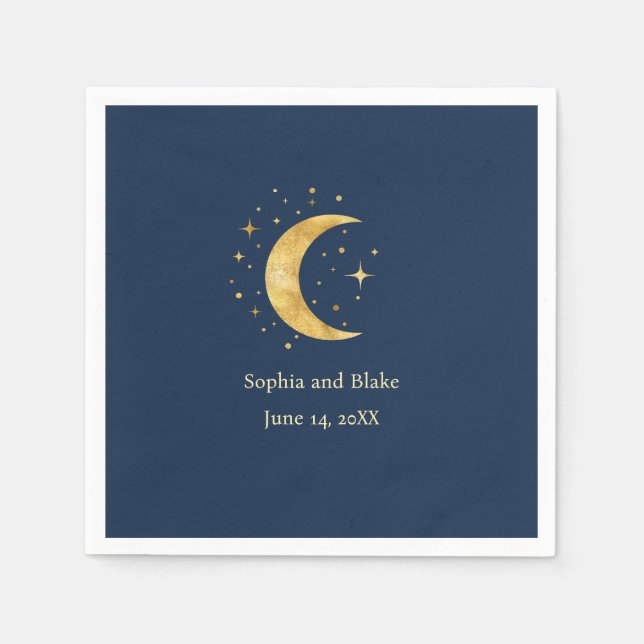 Crescent Moon Starry Night Wedding Serviette (Vorderseite)