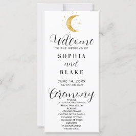 Crescent Moon Starry Night White Wedding Programm