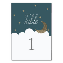 Crescent Moon & Stars Navy Blue Tischnummer