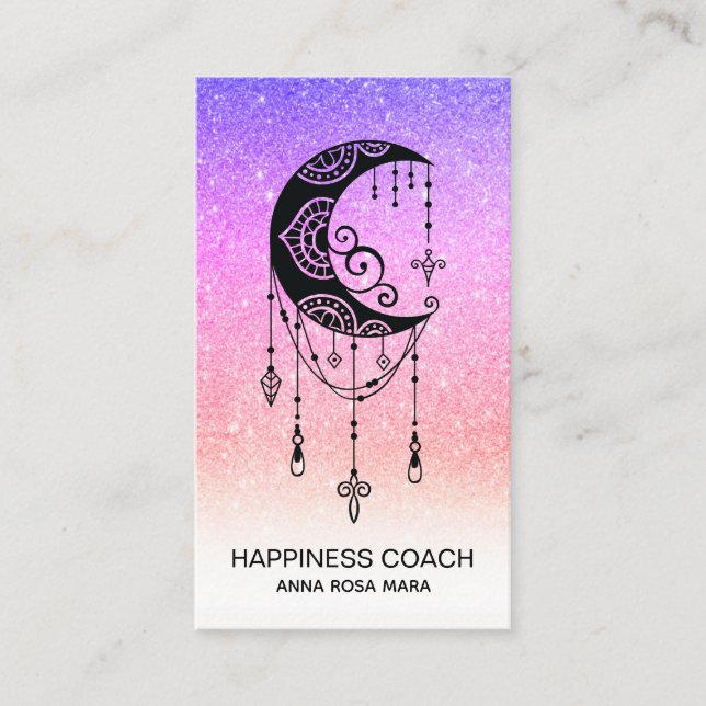 *~* Crescent Moon Talisman Shaman Luna Glitzer Visitenkarte (Vorderseite)