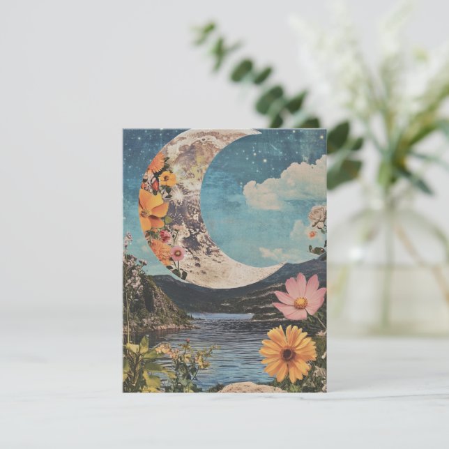 Crescent Moon über serene Landschaft (Stehend Vorderseite)