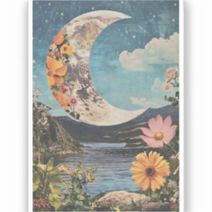 Crescent Moon über serene Landschaft Aufkleber