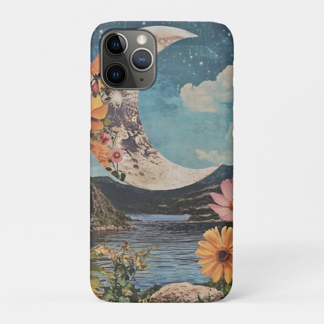 Crescent Moon über serene Landschaft Case-Mate iPhone Hülle (Rückseite)
