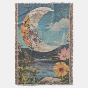 Crescent Moon über serene Landschaft Decke