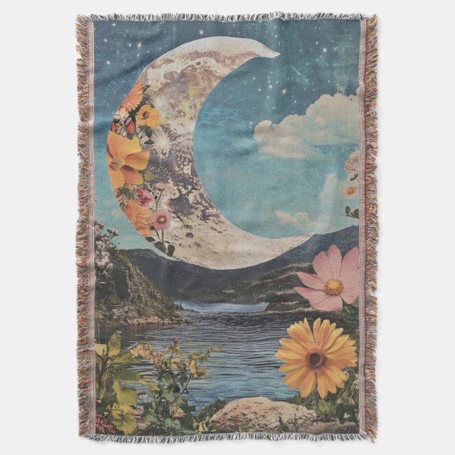 Crescent Moon über serene Landschaft Decke (Vorderseite Vertikal)