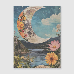 Crescent Moon über serene Landschaft Magnetkarte