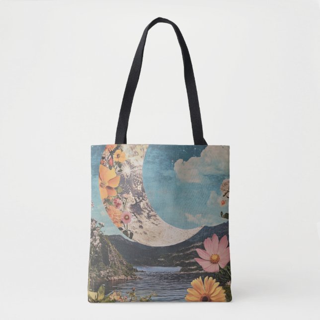 Crescent Moon über serene Landschaft Tasche (Vorderseite)