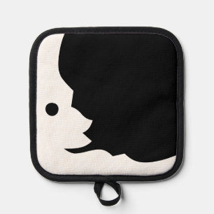 Crescent Moon White Black Waxing Topflappen