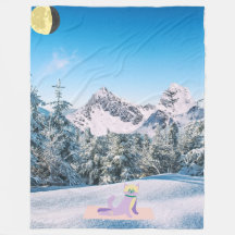 Crescent Moon Yoga Cat in the Snowy Mountains