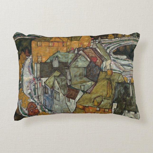 Crescent of Houses II, Island Town by Egon Schiele Zierkissen (Vorderseite)