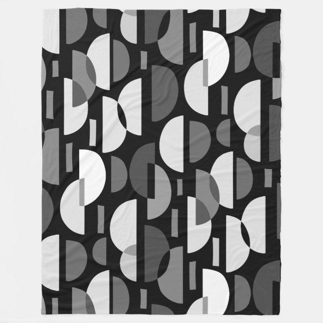 Crescent Pattern 010921 - Monochrome Fleecedecke (Vorderseite)