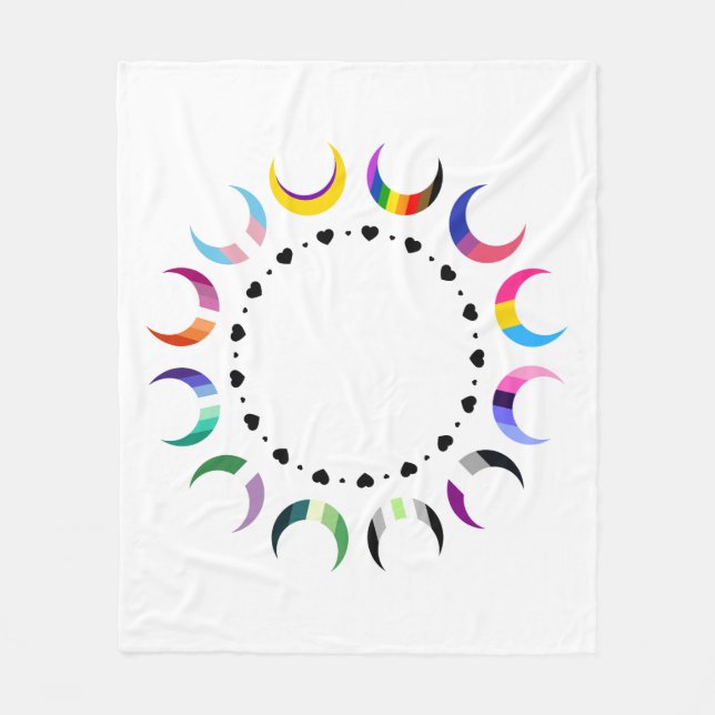 Crescent Pride Moons & Black Hearts Fleecedecke (Vorderseite)