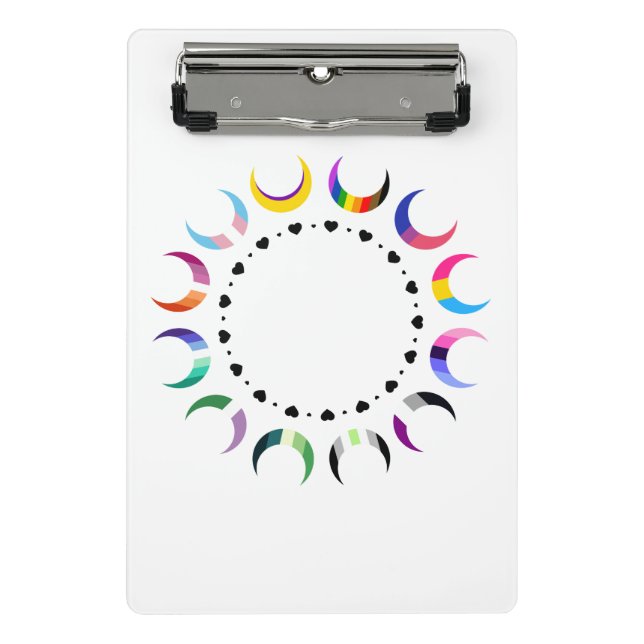 Crescent Pride Moons & Black Hearts Mini Klemmbrett (Vorderseite)