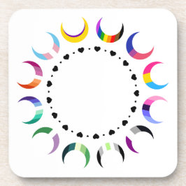 Crescent Pride Moons & Herz Ring Getränkeuntersetzer