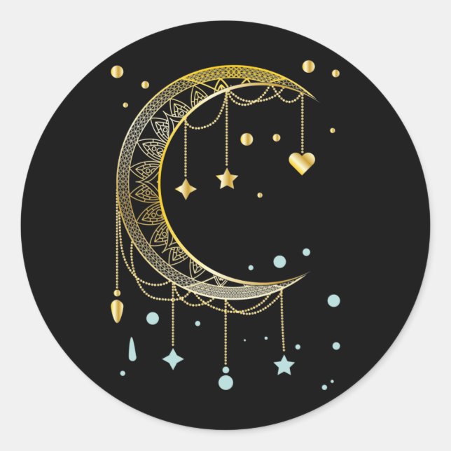 Crescent Sun Spiritualität Moon Kawaii Runder Aufkleber (Vorderseite)