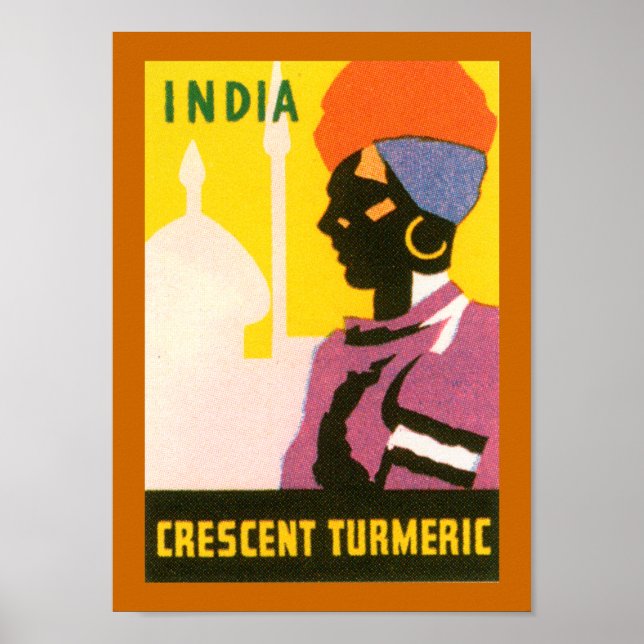Crescent Tumeric Label (border) Poster (Vorne)