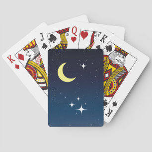 Cresenter Mond mit Sternen, die Karten spielen Spielkarten