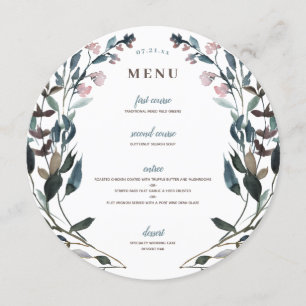 Crest jardin Menu Mariage Floral Bleu Blanc