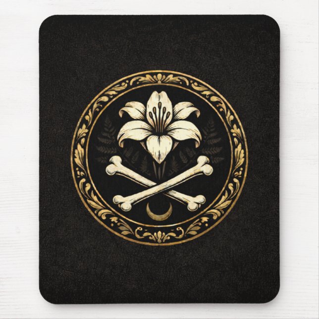 Crest-Mauspad | Dark Academia Lily & Bones Mousepad (Vorne)