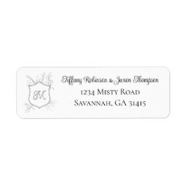 Crest Monogram Foliage Black and White Address