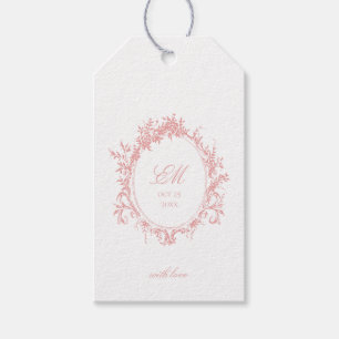 Crest Monogramm Pink Chinoiserie Hochzeitslogo Geschenkanhänger
