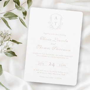 Crest Monogramme rose pâle Faire-part de mariage