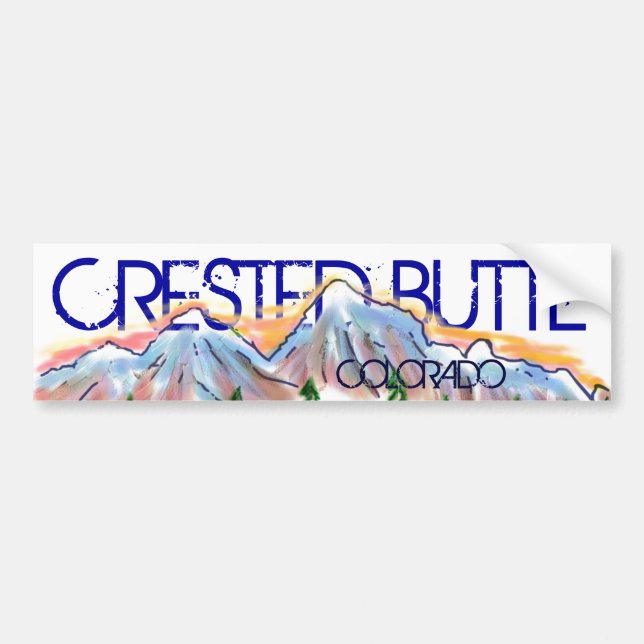 Crested Butte Colorado artistic mountain sticker Autoaufkleber (Vorne)