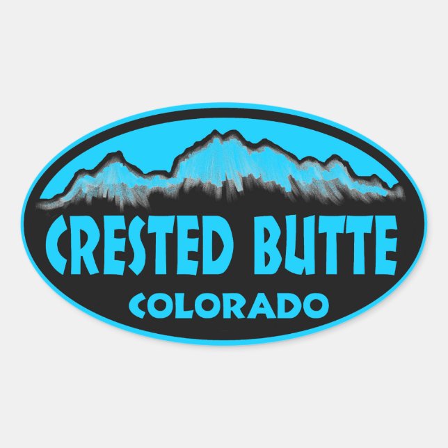 Crested Butte Colorado Blue Oval Aufkleber (Vorderseite)